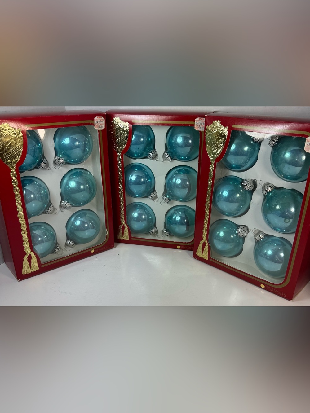 The Victoria Collection Rauch Blue Round Ball Ornaments 2.5" HTF 3 Sets Of 6